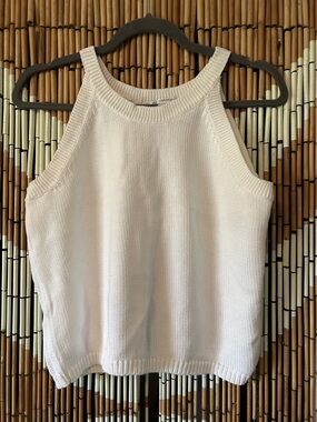 Women’s Sleeveless Knit Tank Top - White Size L